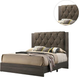 Contemporary 1pc King Size Bed Bedroom Furniture Tufted Design Headboard Rubberwood 1pc Bedframe B011P236789