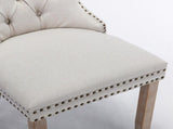 Modern, High-end Tufted Solid Wood Contemporary Flax Upholstered Dining Chair with Wood Legs 71781162