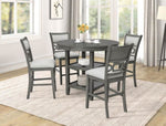 ZUN Counter Height Dining 5Pc Pub Height Dining Round Table Set Lower Storage Shelves Dining Room Set B011P232478