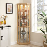 Lighted Corner Curio Cabinet - Elegant Glass Display Case Living Room & Bar Storage - Perfect W1758P294616