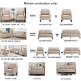 Modern 3 Person seat Sofa Couch with Scooped Armrest/Wood legs,Upholstered Velvet 3-seat Sofa with W2186P143473