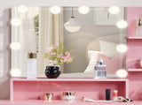 Apple Pink MDF with Melamine Lacquer, 1 Drawer, 1 Door Dressing Table Set, Three-Color Dimming Light 84425228