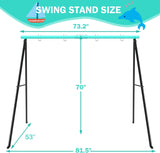 ZUN Porch Swing 2 Seat, 440lbs Weight Capacity Swing Stand, Heavy Duty A-Frame Swing, Swing Stand 55395700