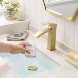 Brushed Gold Bathroom Faucet,Faucet for Bathroom Sink, Single Hole Bathroom Faucet Modern Single W1932P288150