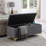 Large Storage Benches Set, Nailhead Trim 2 in 1 Combination Benches, Tufted Velvet Benches with Gold W1420104348