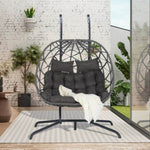 ZUN 2 Person Outdoor Rattan Hanging Chair Patio Wicker Egg Chair W874P146253