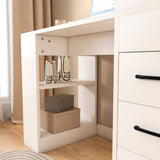 White Computer Desk with 4-in-1 Socket, the Desk with 3 Slide Drawers and 4 Storage Levels, the 85169716