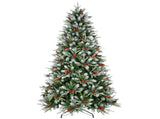 4FT Christmas Tree with 747 Tips, Red Berries & Pine Cones Snow-Dusted PEPVC Branches, Hinged 98678701
