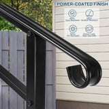 Handrails for Outdoor Steps, Wrought Iron Handrail Fits 1 to 4 Steps, Transitional Handrail with 72072019