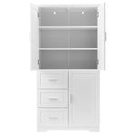 ZUN Tall and Wide Storage Cabinet with Doors for Bathroom/Office, Three Drawers, White WF299285AAK