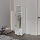 ZUN Summit Wardrobe in melamine with mirror,door and open storage B128P225195