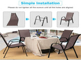 Brown 2 Pack Stackable Patio Dining Chairs, Ergonomic Steel Frame Breathable Fabric Outdoor Chairs 47883463