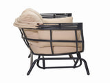 2-Person Outdoor Swing Chair with Adjustable Canopy, Modern Egg Shaped Rocking Lounge Chair with W3990P430773