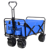 ZUN Collapsible Wagon Cart Heavy Duty Foldable Wagon with Big Wheels for Sand All-Terrain Utility T3060P248479