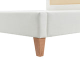Haley Upholstered Cane-Back Platform Bed, Queen, Antique White Polyester B2719P238201
