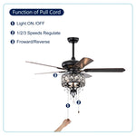 ZUN 52'' Shade Ceiling Fan Lamp With Remote Control,3 Speed ,4 Timing , 5 Reversible Blades W1592P192270