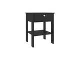 Nightstand, 1 Drawer, 1 Shelf, 4 Legs, Black Wengue B097P369428