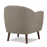 Beige Fabric Upholstered Accent Chair 1pc Espresso Finish Legs Button Tufted Solid Wood Furniture B011P182503