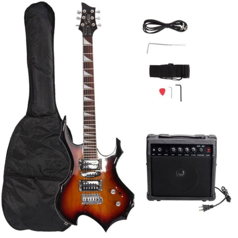 ZUN Flame Shaped Electric Guitar with 20W Electric Guitar Sound HSH Pickup 91224685