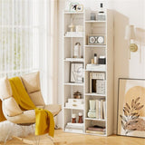 25.5" x 8" x 64" Wooden Bookcase with Anti-Tipping Kits - White 07927877