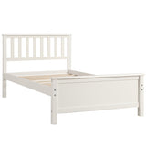 Twin Size Wood Platform Bed with Headboard,Footboard and Wood Slat Support, White WF191769AAK