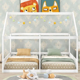 Twin Size House Platform Beds,Two Shared Beds, White WF296300AAK