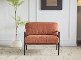 27.56" Modern Accent Chair with Plush Cushions, Minimalist Metal Frame, and Wooden Armrest Design N767P215306O