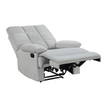 ZUN Reclining Chair Light Gray Velvet Upholstery Square Tufted Back Pillowtop Arms Solid Wood Furniture B011P182495