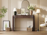 TREXM Entryway Table with Natural Wood Grain Finish, Console Table with Fluted Design, Oval Top and N715P288632P