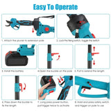 2-in-1 Electric Pruning Shear with Pole - 850W Brushless Motor, 200min Run Time, 4.5-6.3ft Extension 47093163