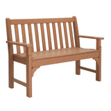 49in Vertical Backrest Teak Color HDPE Bench 56728345