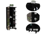 Black Wengue 5-Shelf Linen Cabinet with Mirror B06280255