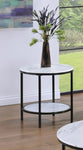 ZUN 1pc Modern Round Faux Marble End Table with Storage Shelf Black Finish Living Room Wooden Furniture B011P245864