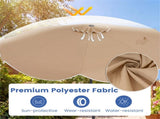 10 Ft Solar Powered Patio Umbrella with 24 LED Lights, Beige Outdoor Market Umbrella 10594383