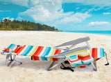 63*65*82cm Short Oxford Cloth Silver White Aluminum Tube Bearing 100kg Beach Chair Rainbow Stripes 99378183