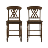 Set of 2 Counter Height Chairs with Cross Backrest, Walnut B016P315207
