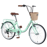 7 Speed City Bike With Basket , Steel Frame,Multiple Colors 22 Inch Girls Bicycle W1019P206032