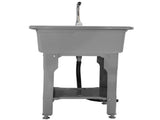 Grey Indoor Outdoor Freestanding Laundry Sink with Washboard, Faucet, Hoses Drain Kit 25780592