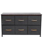 ZUN 3-Tier Wide Drawer Dresser, Storage Unit with 6 Easy Pull Fabric Drawers and Metal Frame, Wooden 46440438