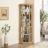 Lighted Corner Curio Cabinet - Elegant Glass Display Case Living Room & Bar Storage - Perfect W1758P294616
