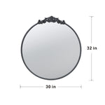 ZUN 30" x 32" Classic Design Mirror with Round Shape and Baroque Inspired Frame for Bathroom, Entryway W2078124101