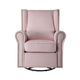 Pink Rolled Arms Swivel Chair with Nailhead Accent B062P186521