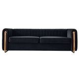 Contemporary Velvet Sofa Couch 84.25''W for Living Room, Black W57946163
