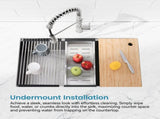 Stainless Steel Kitchen Sink, 30x19 Single Bowl, Undermount Handmade Sink in Brushed, with Cutting 37227082