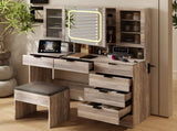Large Vanity Table Set with LED Lighted Mirror, Vanity Desk with Charging Station, Makeup Table with 23225109