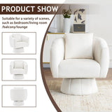 ZUN 360&deg; Swivel Accent Chair, Modern Velvet Fabric Living Room Armchair with Fluffy Cushions, Comfy Wide 91743467