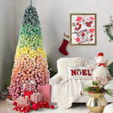 7.5ft Rainbow Gradient Flocked PVC Christmas Tree with 1927 Tips, Colorful Full-Bodied Artificial 23807149