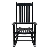 68.5*86*115CM Square Wooden Rocking Chair Wavy Backboard Black 40856754