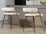 (SET of 2) 26'' Counter height bar stools Corduroy kitchen island counter bar stool with back,golden 25086377