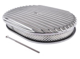 12" Oval Aluminum Full Finned Air Cleaner Polished Paper Element Fits for SB & BB CHEVY FORD & MOPAR 62270690